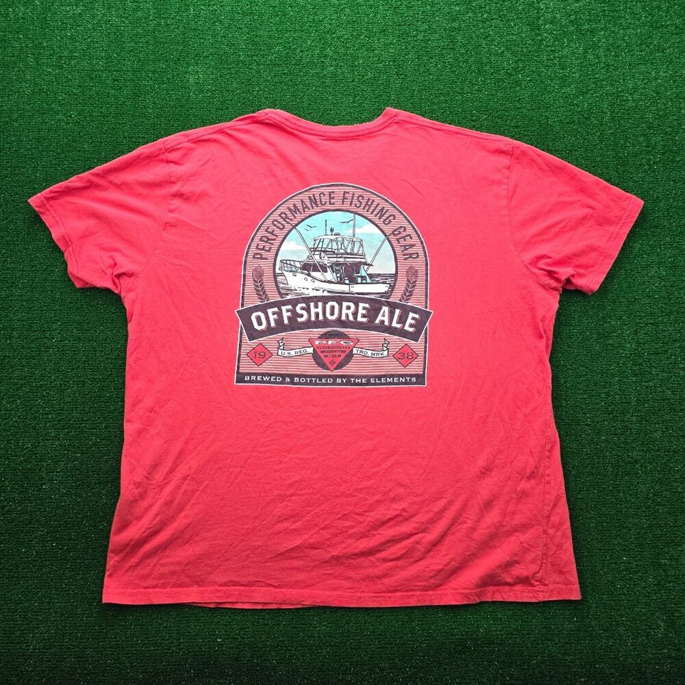 Columbia PFG Tshirt Mens 2XL Red Short Sleeve Offshore Ale‎ Fishing Graphic Boat